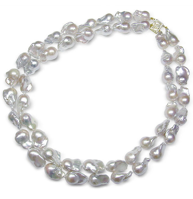 11mm x 12mm Baroque White Freshwater Cultured Pearl Necklace