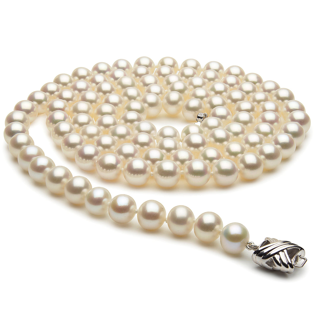 8.5mm x 9mm Off-Round AA Quality White Freshwater Cultured Pearl Necklace  36 Inches