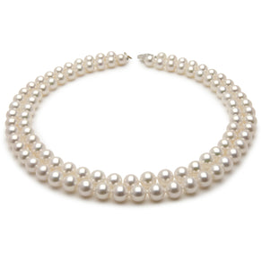 8.5mm x 9mm Off-Round AA Quality White Freshwater Cultured Pearl Necklace