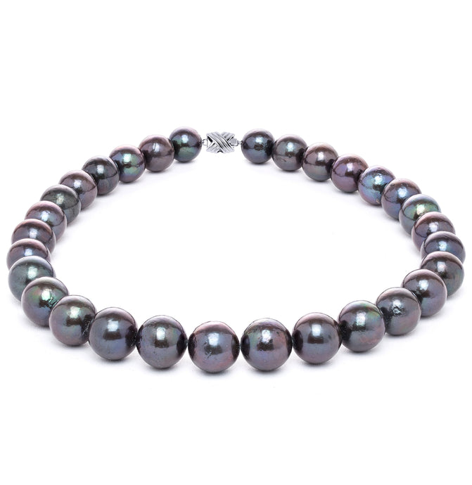 10mm x 13mm Slightly Off AA Quality Black Freshwater Cultured Pearl Necklace