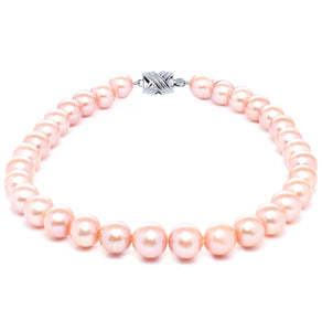 10mm x 13mm  Slightly Off AA Quality Pink Freshwater Cultured Pearl Necklace