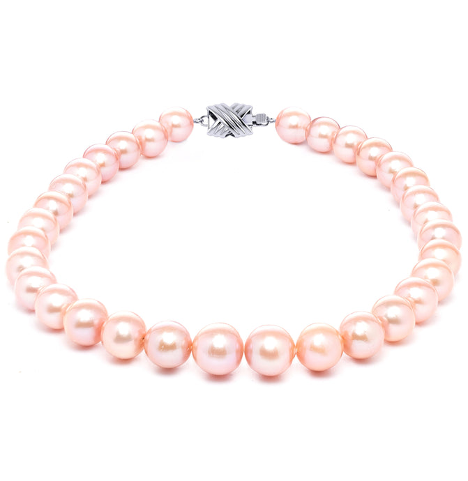 10mm x 13mm  Slightly Off AA Quality Pink Freshwater Cultured Pearl Necklace