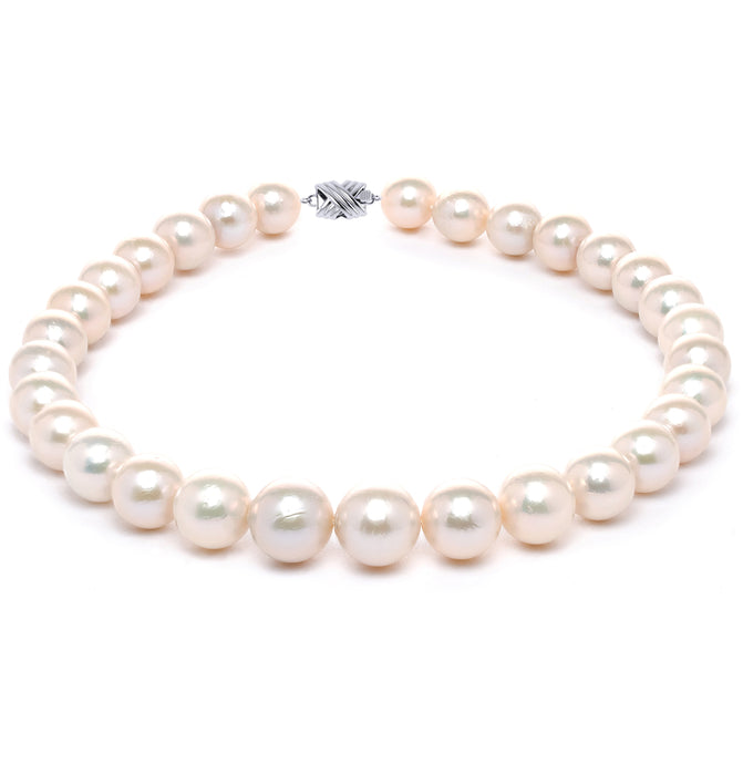 10mm x 13mm Slightly Off AA Quality White Freshwater Cultured Pearl Necklace