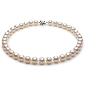 10.5mm x 11.5mm Round AA Quality White Freshwater Cultured Pearl Necklace