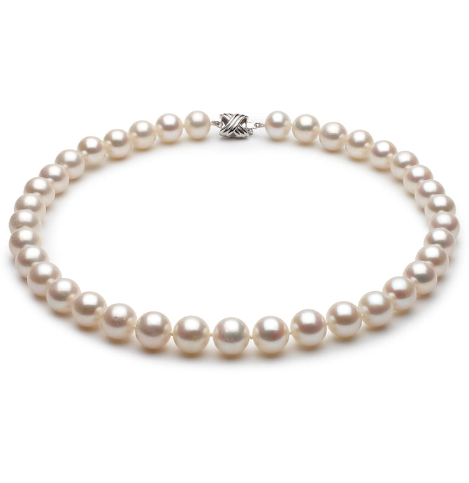 10.5mm x 11.5mm Round AA Quality White Freshwater Cultured Pearl Necklace