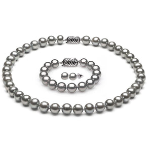 6.5mm x 7mm Round AAA Quality Grey Freshwater Cultured Pearl Necklace