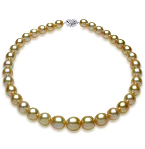 10mm x 13mm Drop True AAA Quality Deep Gold-24K Color Saltwater Cultured Pearl Necklace