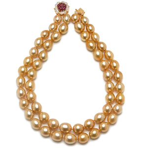 10mm x 13mm Oval True AAA Quality Gold Saltwater Cultured Pearl Necklace