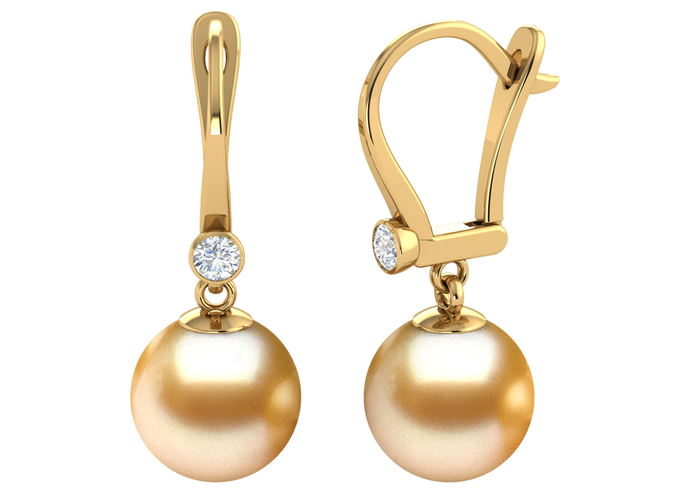 Golden South Sea Pearl Phoenix Earring