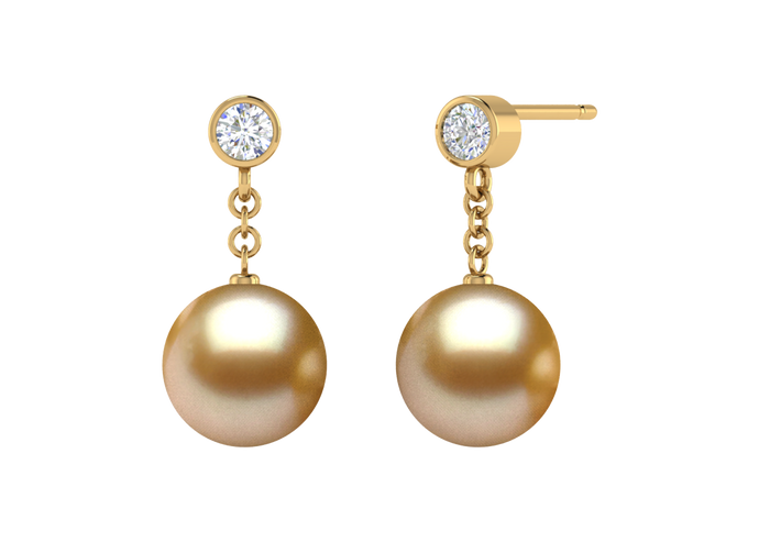 Golden South Sea Pearl Magnolia Earring