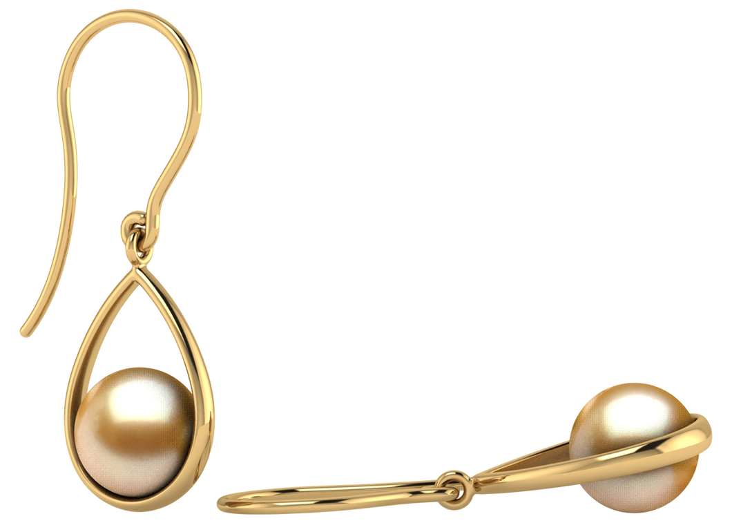 Golden South Sea Pearl Amber Earring