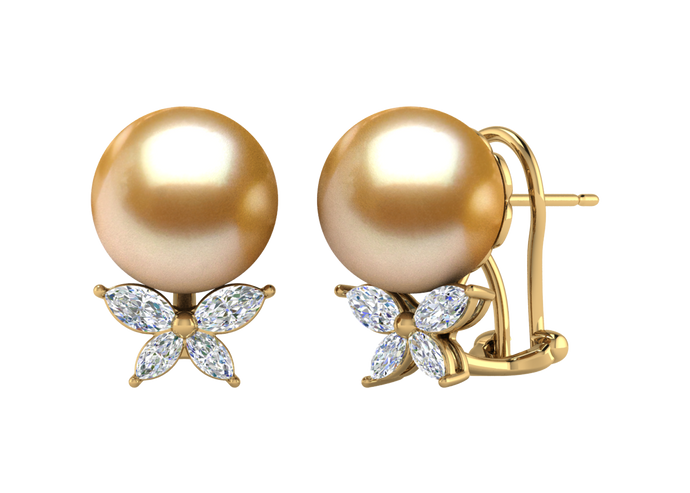 Golden South Sea Pearl Raven Earring