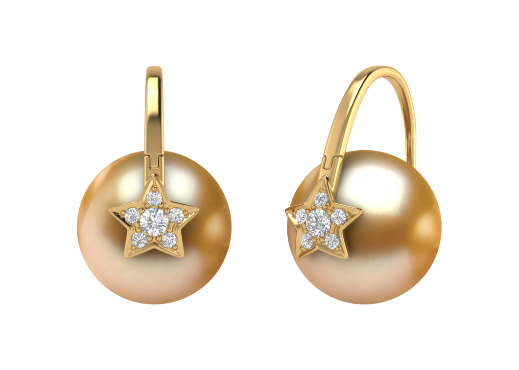 Golden South Sea Pearl Cataleya Earring