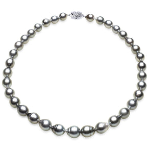 8mm Baroque True AAA Quality Grey Saltwater Cultured Pearl Necklace from French Polynesia with a Silver Clasp