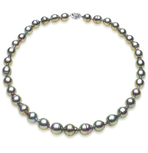 8 x 10mm Baroque True AAA Quality Peacock Saltwater Cultured Pearl Necklace from French Polynesia with a Silver Clasp
