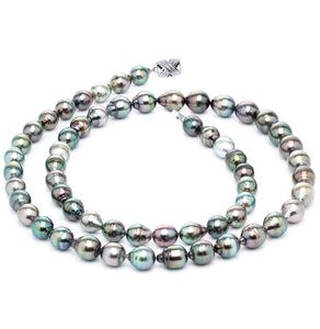 11 x 13mm Baroque True AAA Quality Multicolor Saltwater Cultured Pearl Necklace from French Polynesia with a Silver Clasp 32 Inches