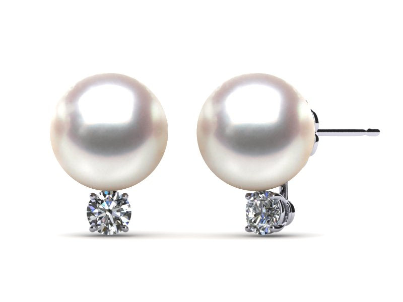 Akoya Pearl and Diamond Solitaire Earring