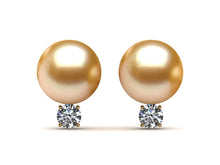 Load image into Gallery viewer, Golden South Sea Pearl and Diamond Solitaire Earring