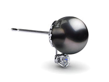 Load image into Gallery viewer, Tahitian Pearl &amp; Diamond Solitaire Earring