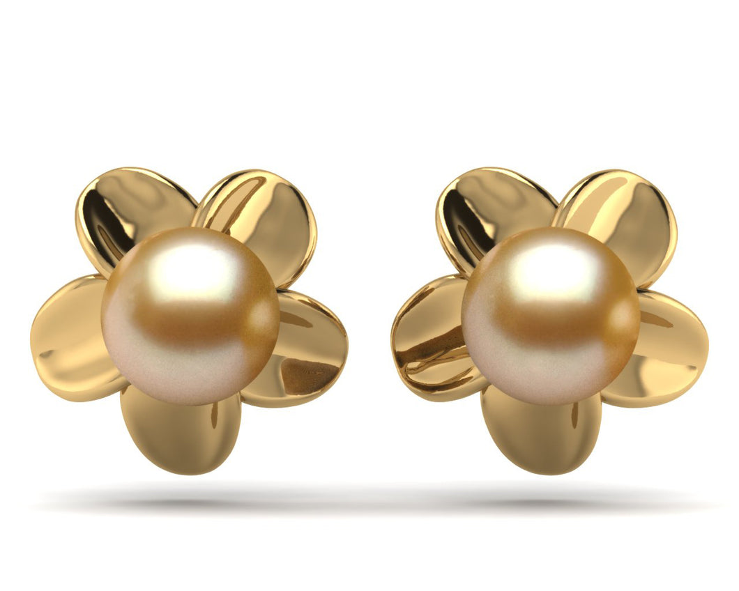 Golden Pearl Flower Burst Earring