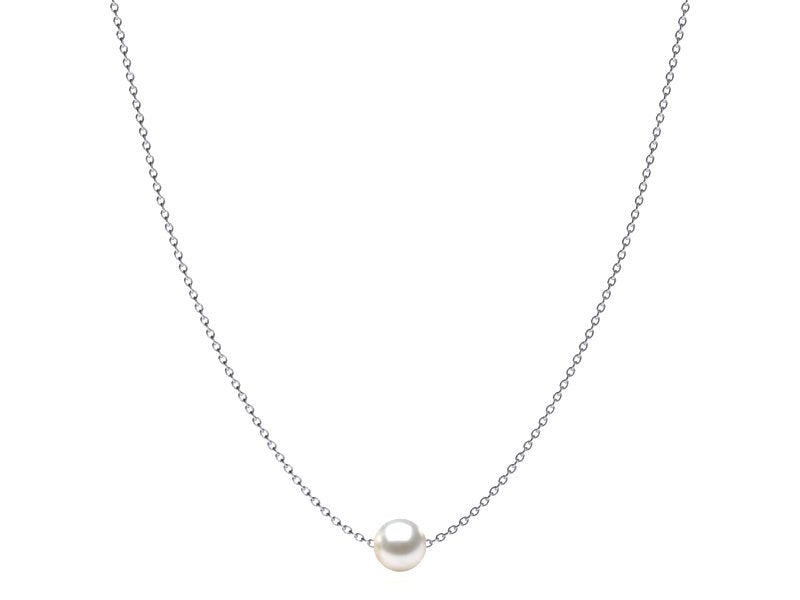14K White Gold Chain with 8mm Freshwater Cultured Pearl 16