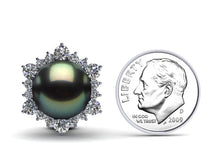 Load image into Gallery viewer, Tahitian Pearl Diamond Surround Earring