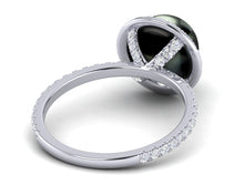Load image into Gallery viewer, Tahitian Pearl Diamond Halo Ring
