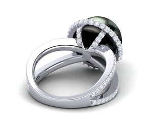 Double Band Pave Halo Ring