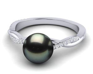 Tahitian Pearl Diamond Braid Ring