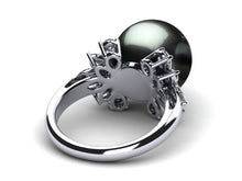 Load image into Gallery viewer, Tahitian Pearl Cluster Diamond Ring