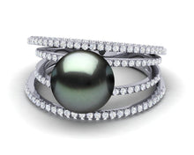 Load image into Gallery viewer, Tahitian Pearl Multi-Band Diamond Ring
