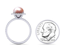 Load image into Gallery viewer, Freshwater Pearl Diamond Halo Ring