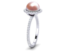 Load image into Gallery viewer, Freshwater Pearl Diamond Halo Ring