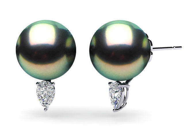 Tahitian Pearl and Marquise Diamond Earring