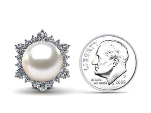 South Sea Pearl Diamond Surround Earring