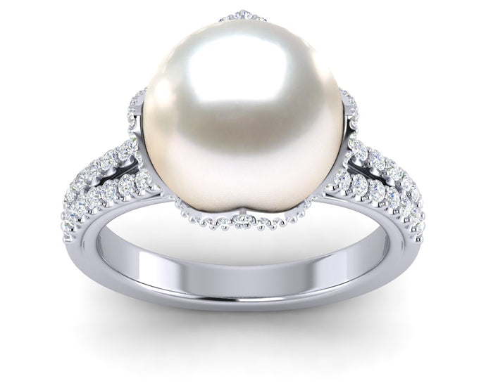 White South Sea Pearl Interlace Ring