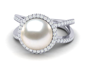 South Sea Double Band Pave Halo Ring