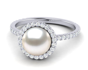 South Sea Pearl Diamond Halo Ring
