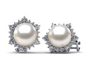 South Sea Pearl Diamond Surround Earring