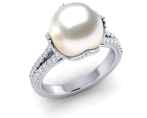 White South Sea Pearl Interlace Ring