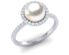 Load image into Gallery viewer, South Sea Pearl Diamond Halo Ring
