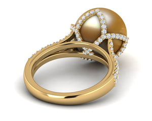 Golden South Sea Pearl Interlace Ring
