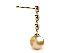 Golden Pearl Diamond Cascade Earring