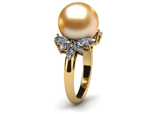 Golden Pearl Cluster Ring