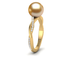 Golden Pearl Braid Ring
