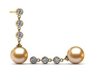 Golden Pearl Diamond Cascade Earring
