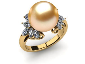 Golden Pearl Cluster Ring