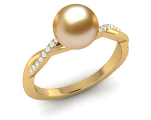 Golden Pearl Braid Ring