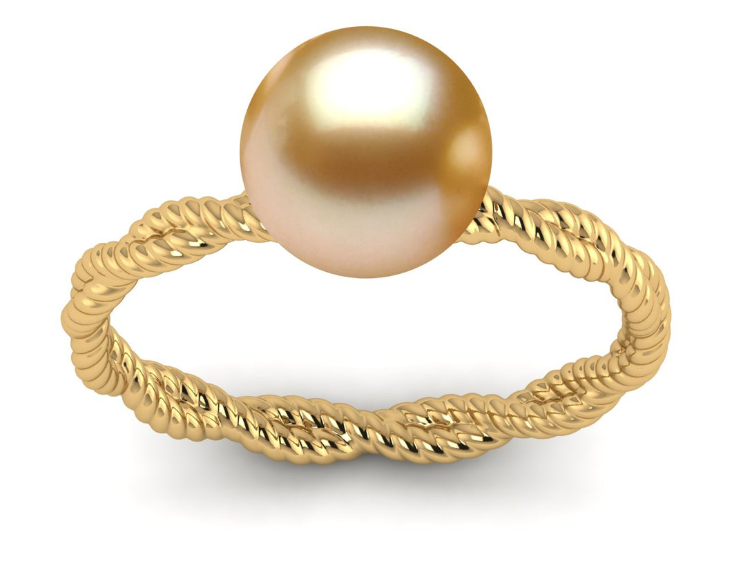 Golden Pearl Twisted Rope Ring