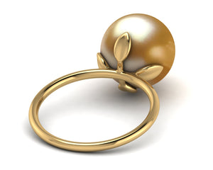 Golden Pearl Petal Ring
